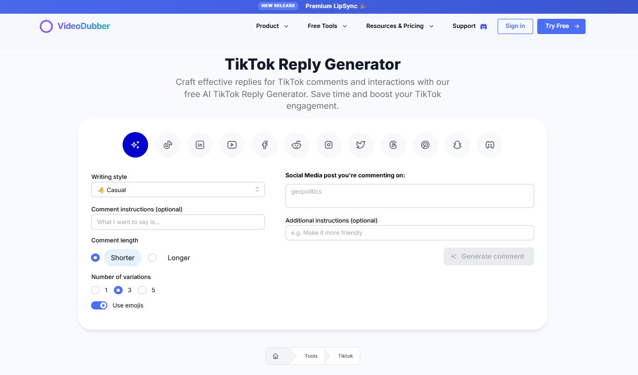 TikTok Reply Generator gallery image