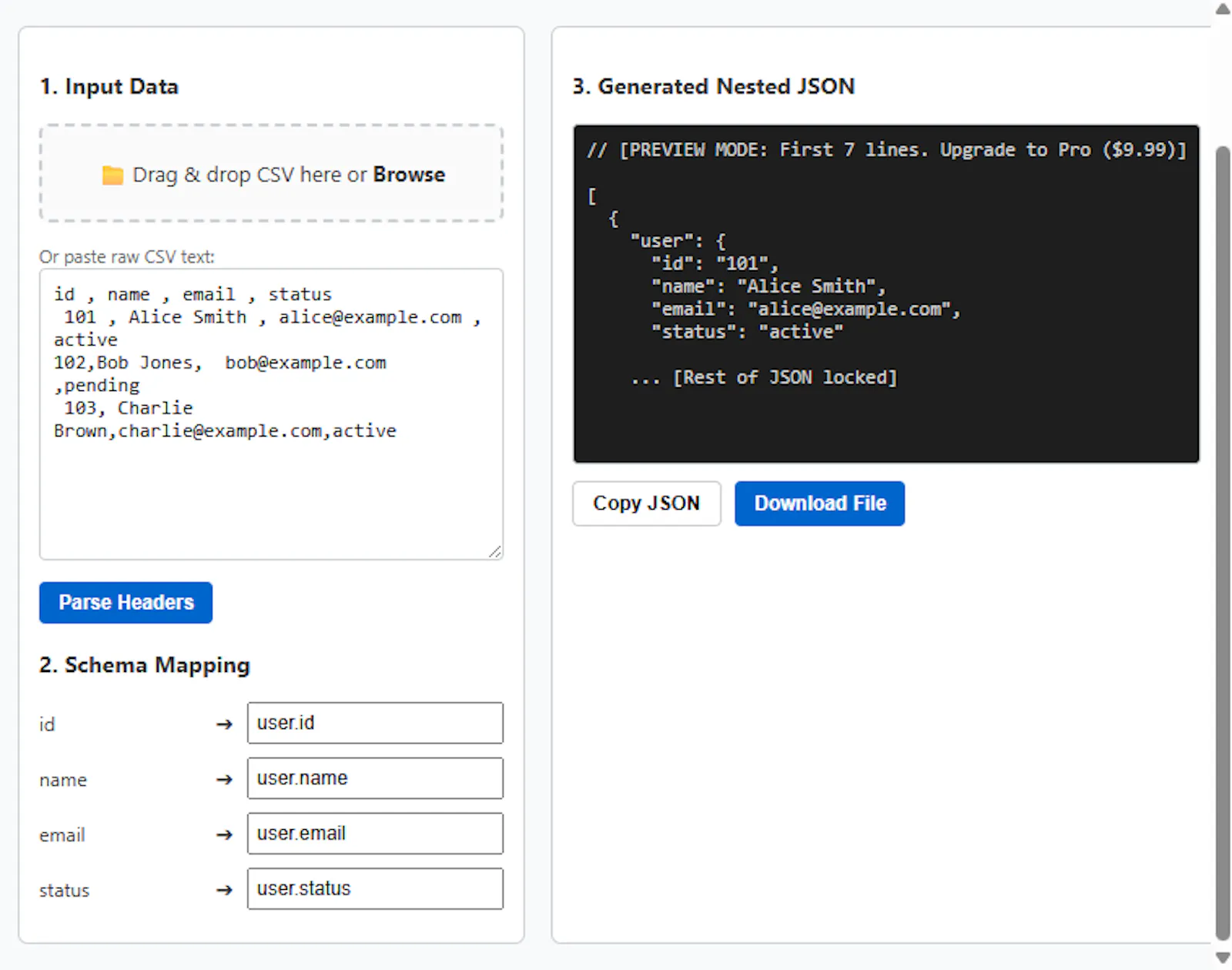 CSV-to-Schema-Workspace screenshot 2