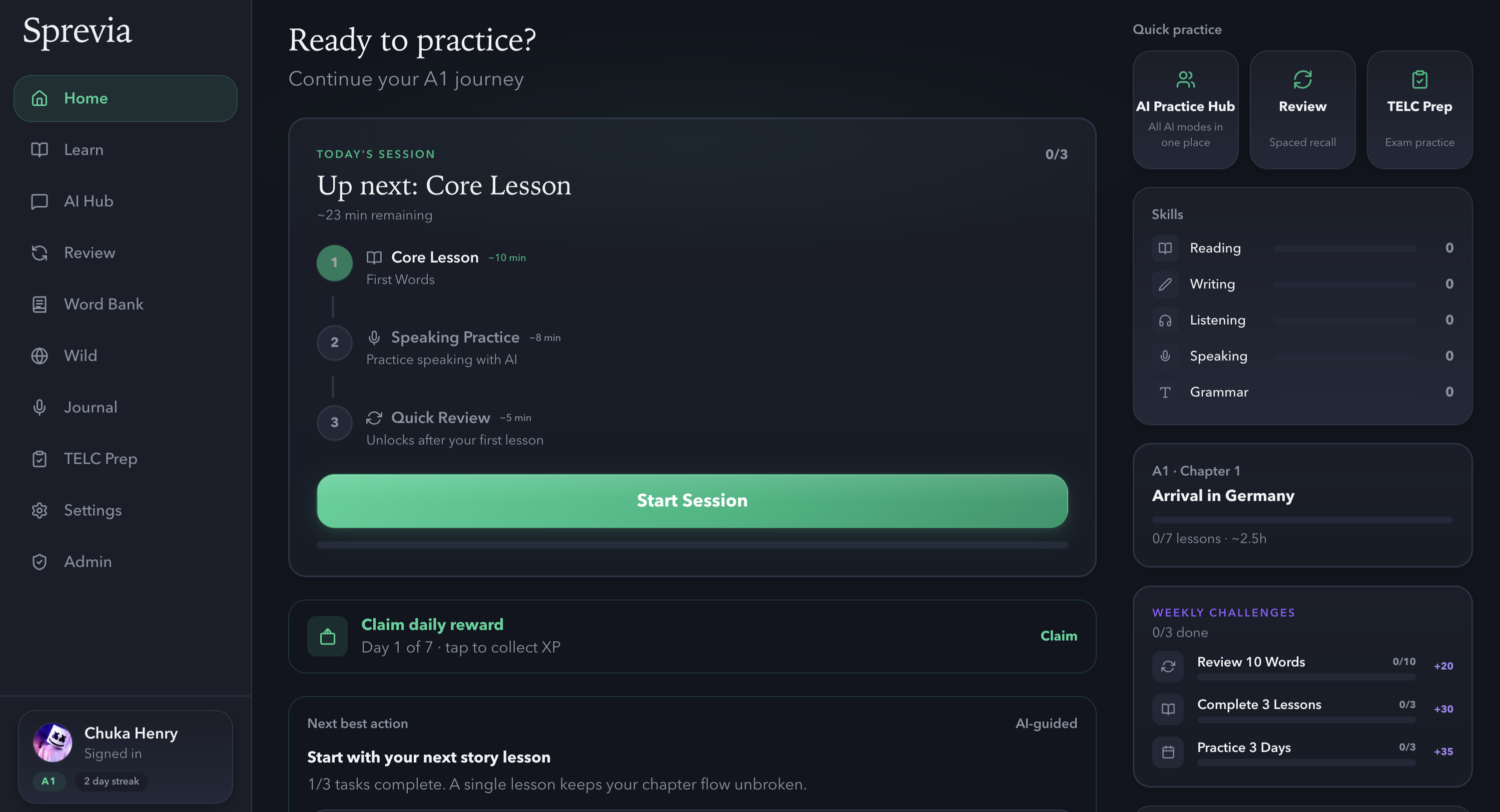 Sprevia - Main product screenshot demonstrating key features and user interface