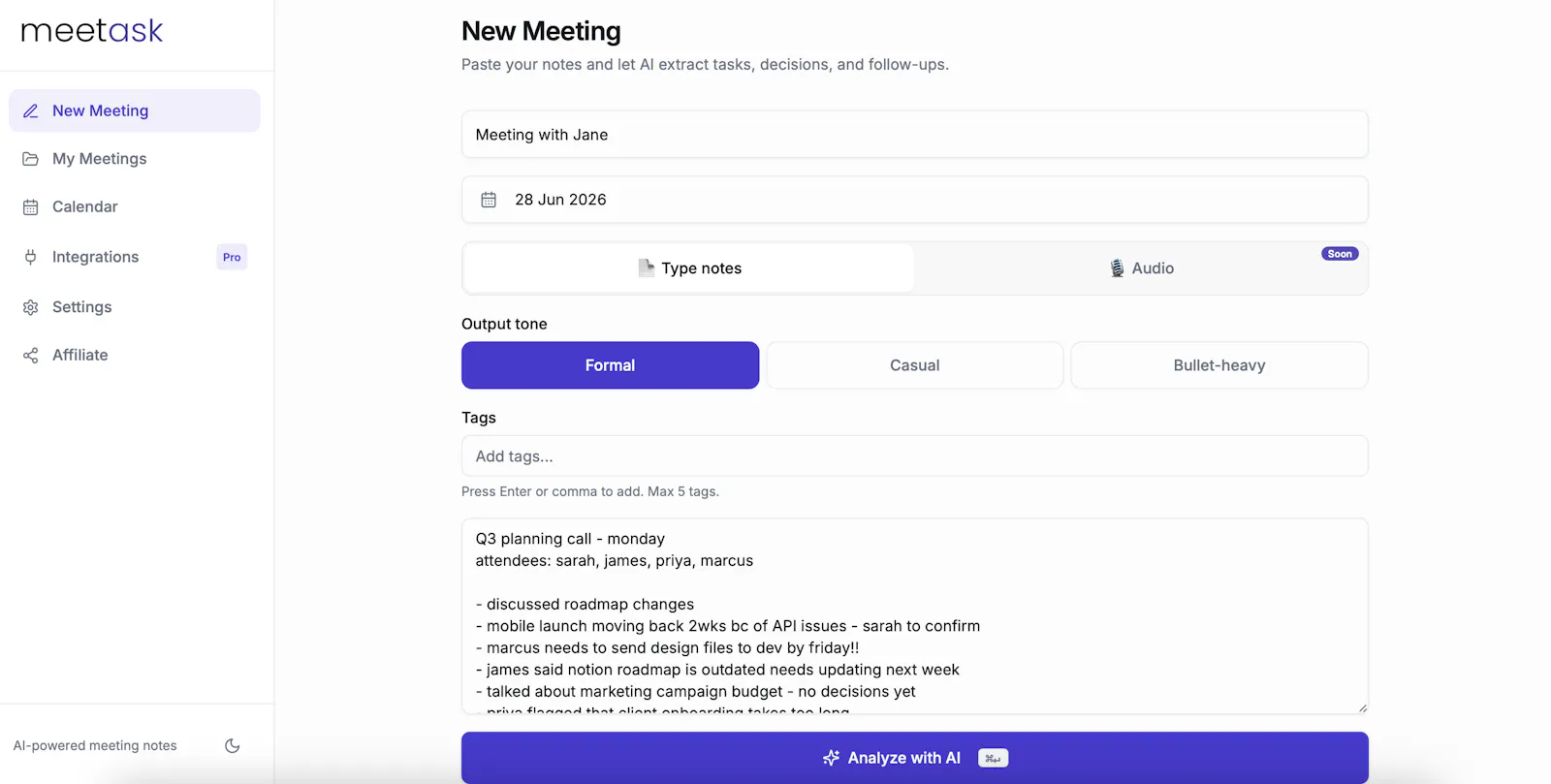 Meetask screenshot 2