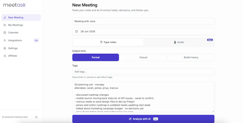 Meetask screenshot 2