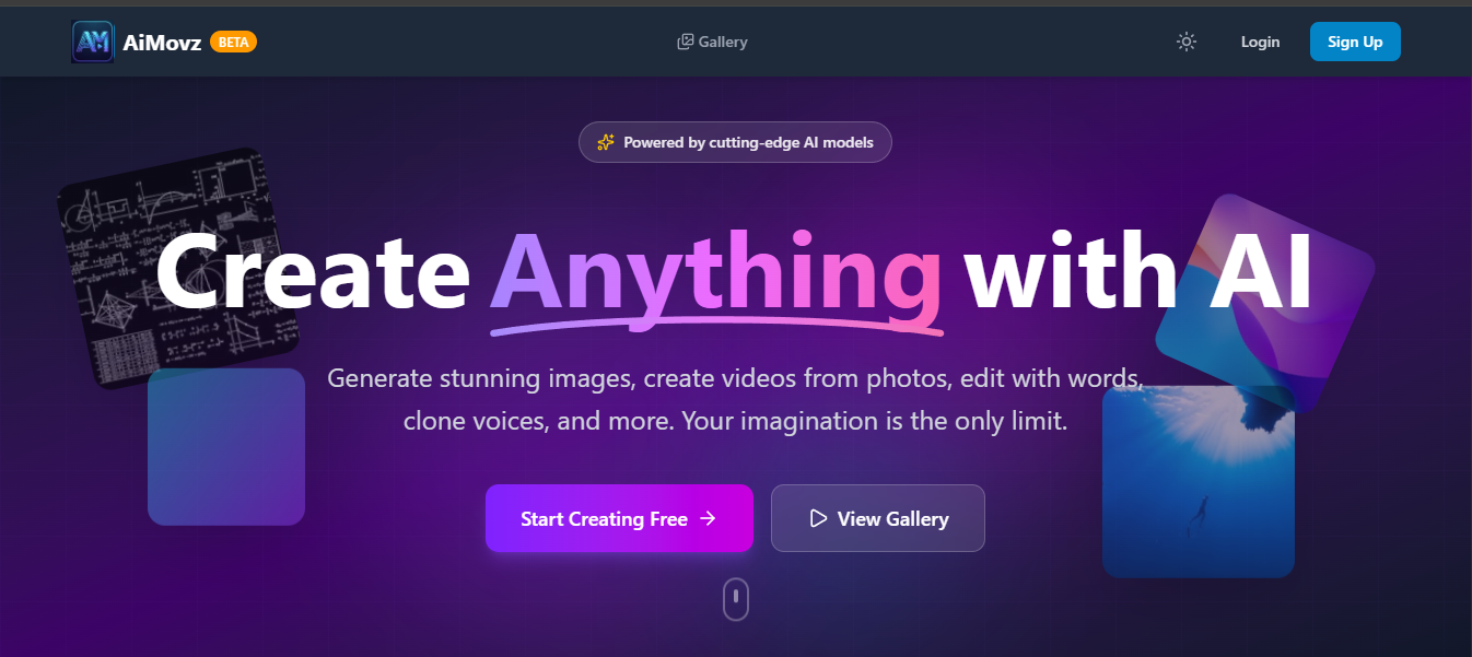 AiMovz - Main product screenshot demonstrating key features and user interface