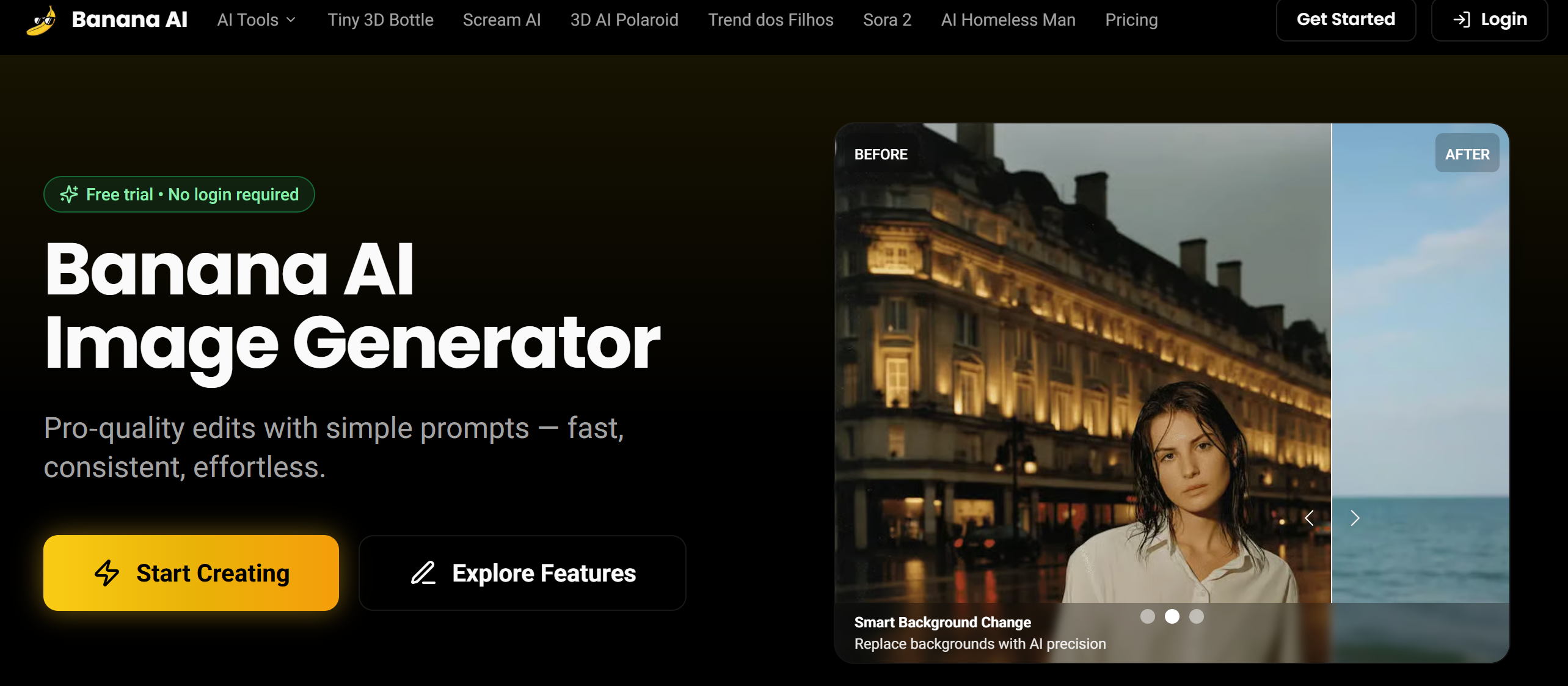 Banana AI - Main product screenshot demonstrating key features and user interface