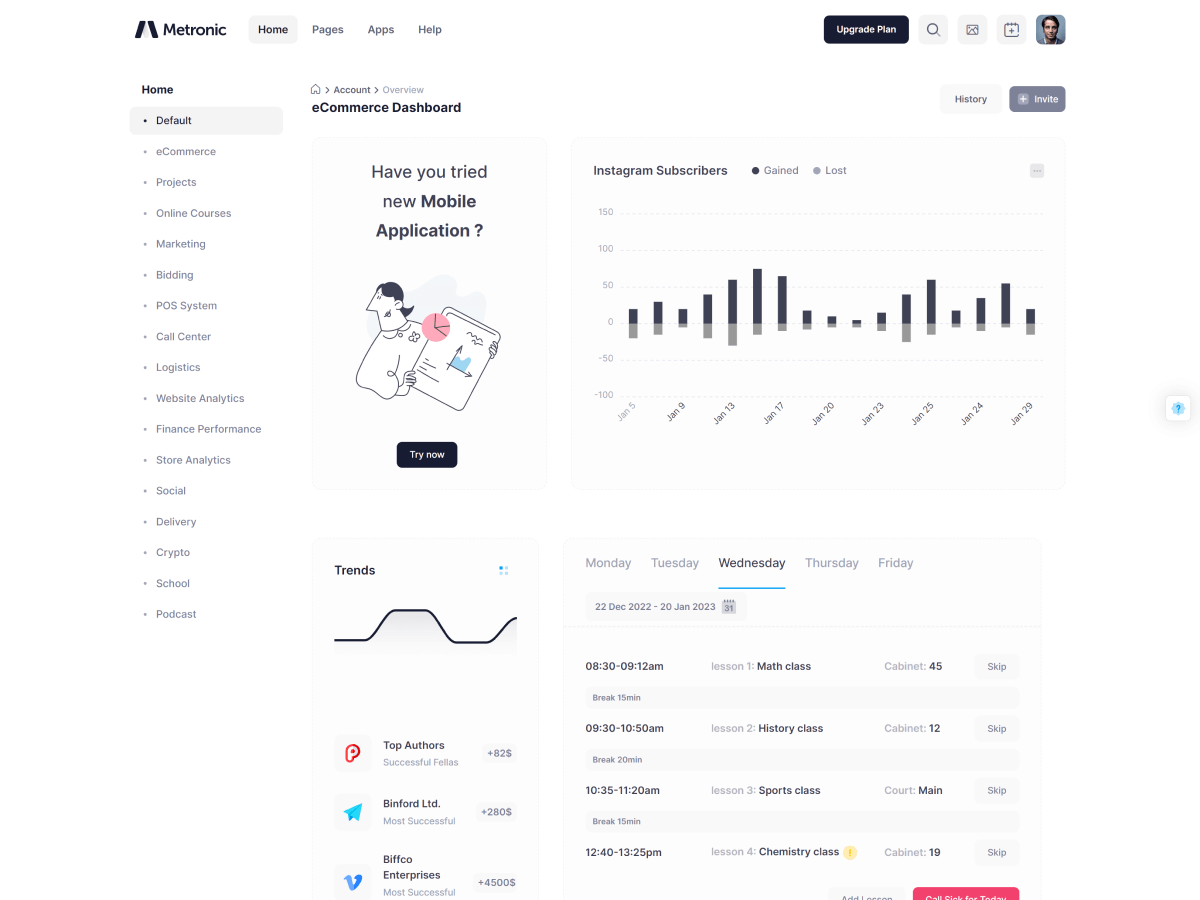 Metronic - шаблон администратора Bootstrap - React, Vue, Angular, Django, Asp.net Core, Laravel, Rails медиа 48