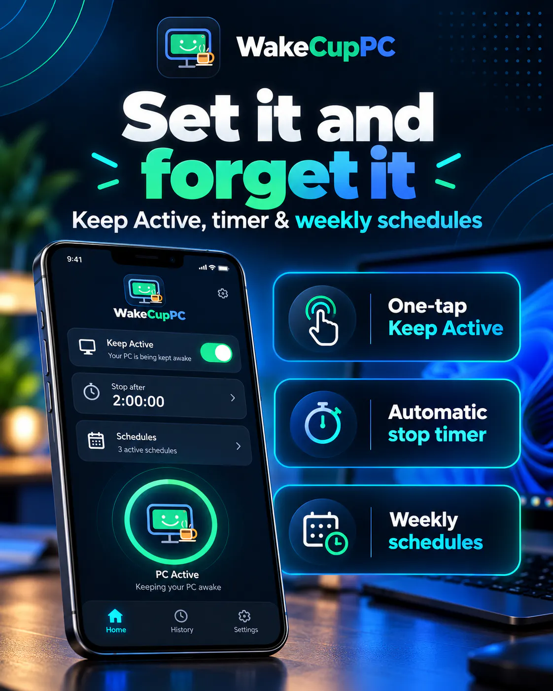 WakeCupPC: Keep PC Awake - v1.0.0 gallery image