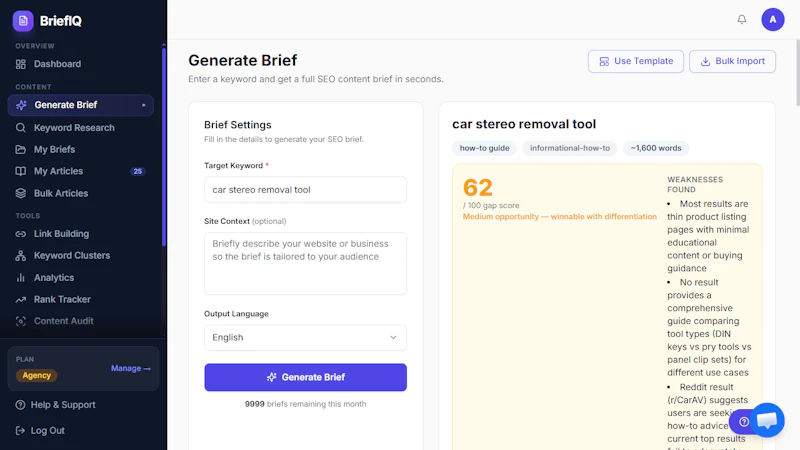 BriefIQ — Stop Guessing. Start Ranking. screenshot 3