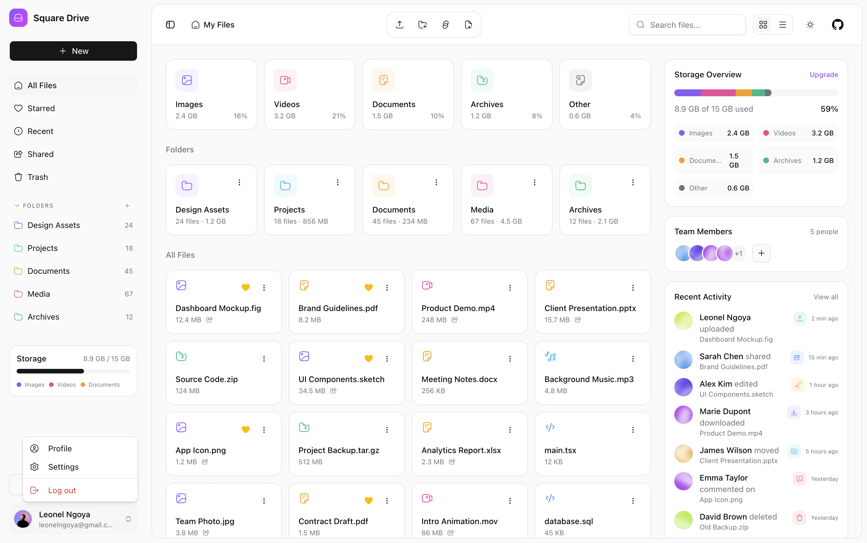 Square UI screenshot 2