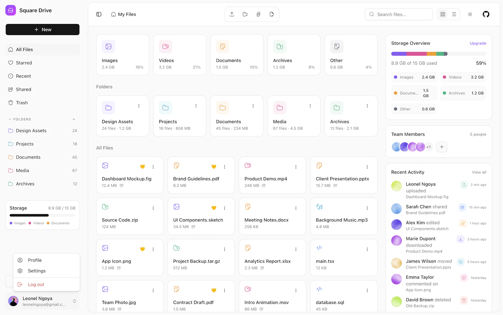 Square UI screenshot 2