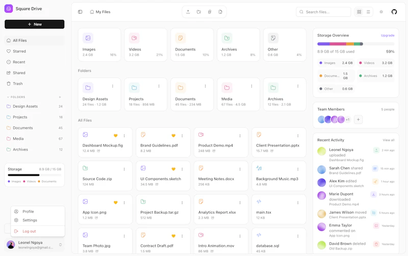Square UI screenshot 2