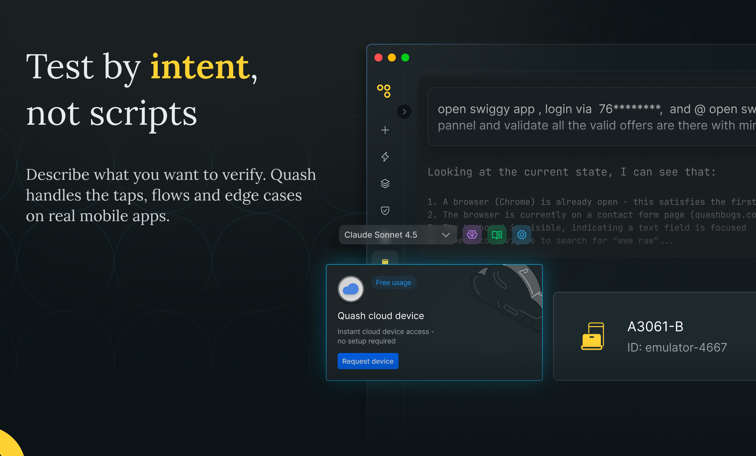 Quash - Main product screenshot demonstrating key features and user interface