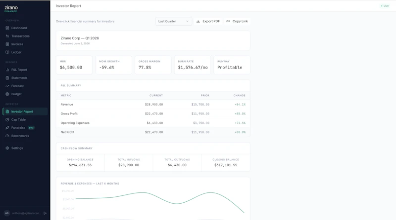 Zirano — Your CFO, from $19 a month. screenshot 5