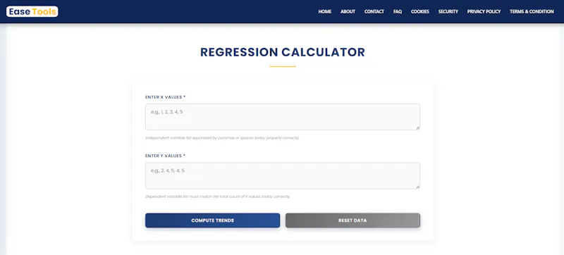 Regression Calculator | Ease Tools screenshot 1
