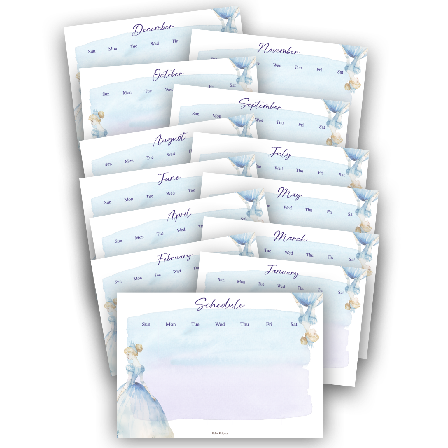 Undated Monthly Planner Cinderella