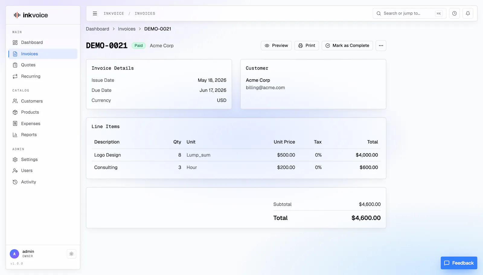 Inkvoice screenshot 3