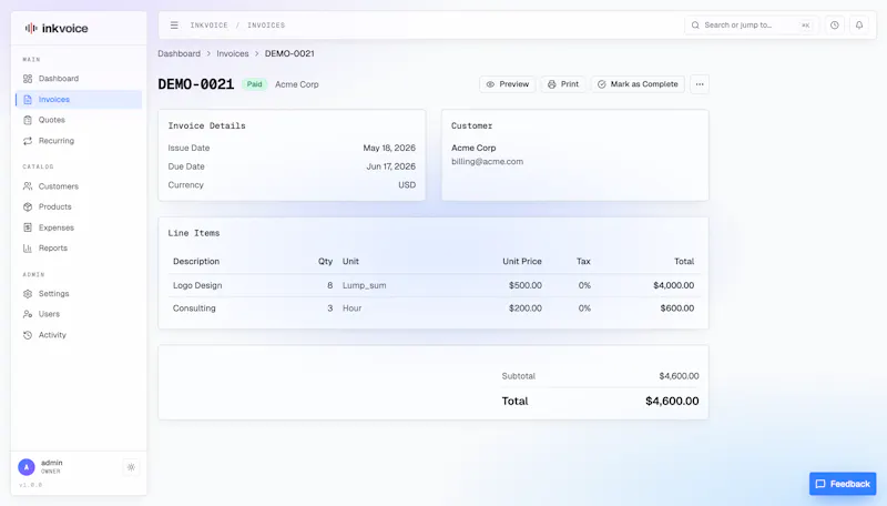 Inkvoice screenshot 3