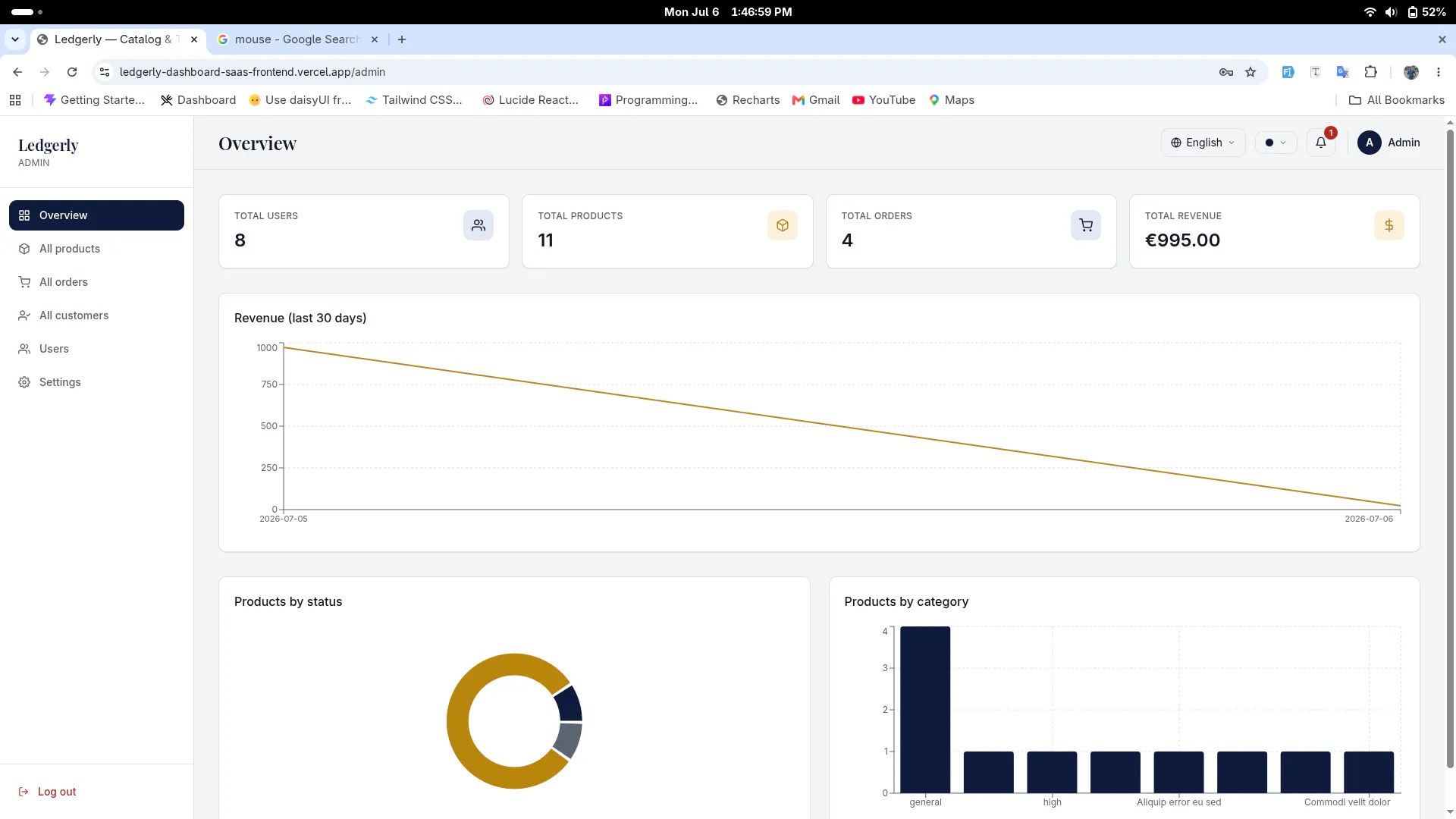 Ledgerly — Multi-Role SaaS Dashboard gallery image