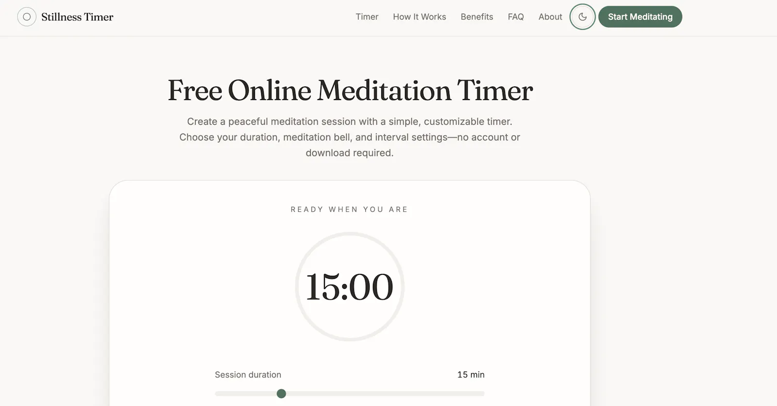Stillness Timer - Meditation Timer screenshot 1