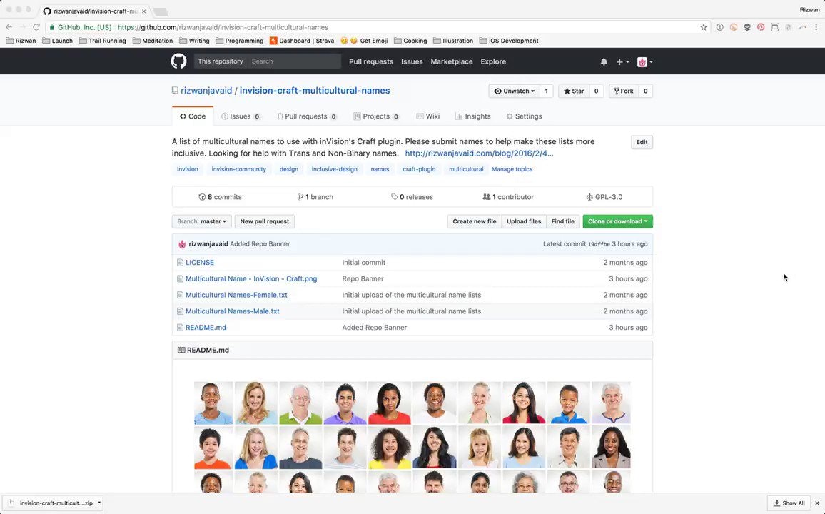 Multicultural Names for the InVision Craft Data plugin for Sketch and Photoshop gallery image