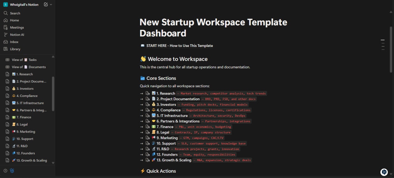 Startup OS for Notion