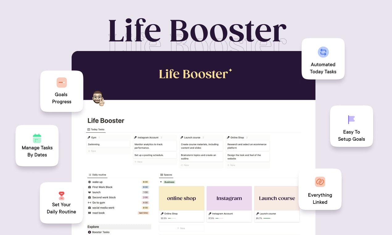 Life booster - notion template media 1