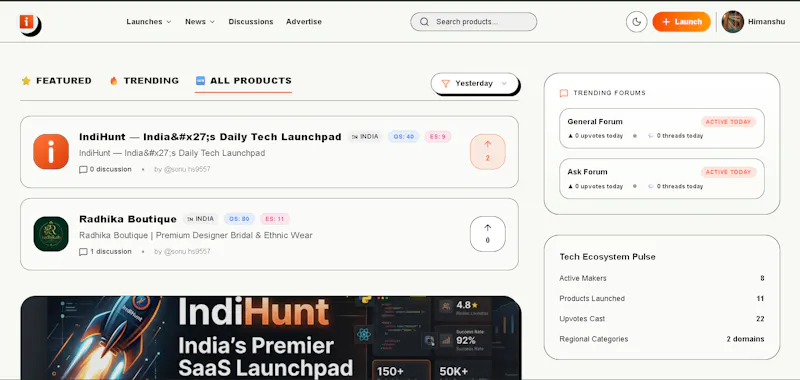 IndiHunt — India's Daily Tech Launchpad screenshot 3
