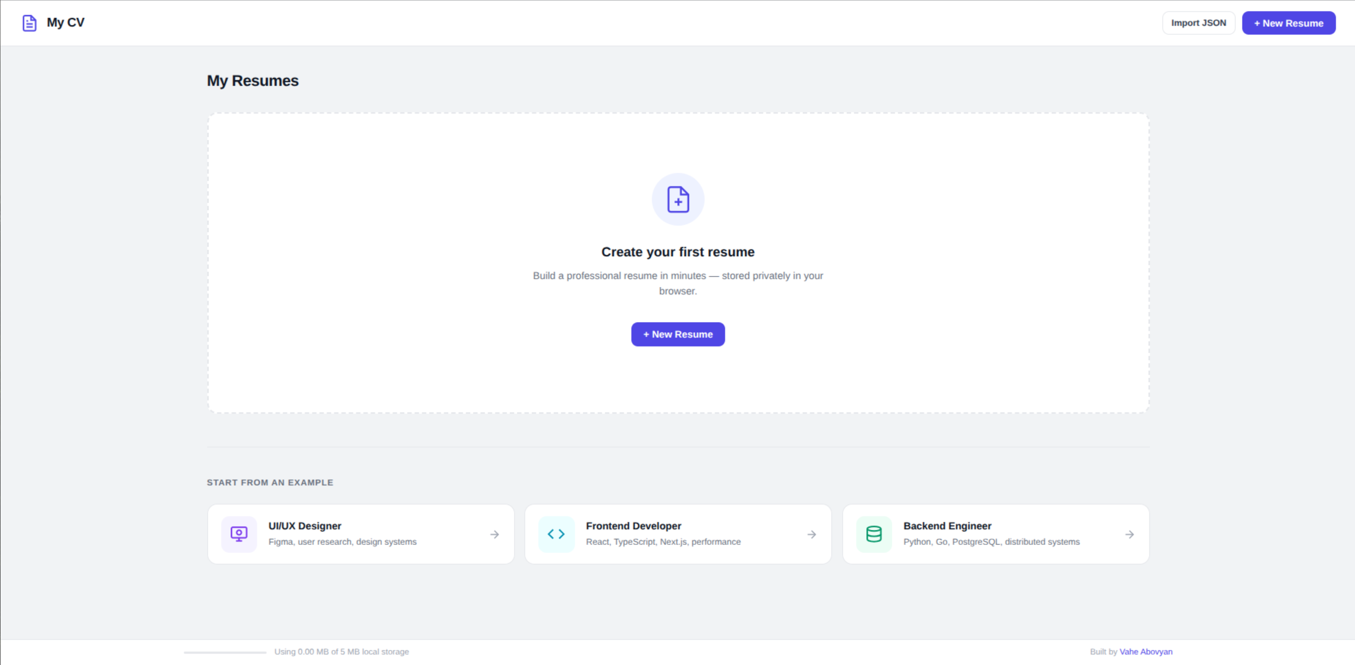 Free and Private Resume Builder - Screenshot 2 showing product features and functionality