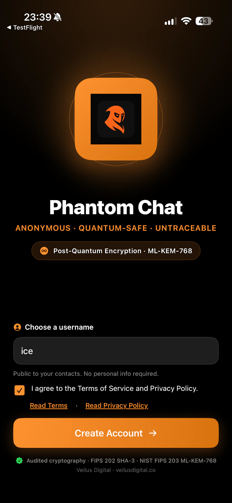 Phantom Chat Beta screenshot 1