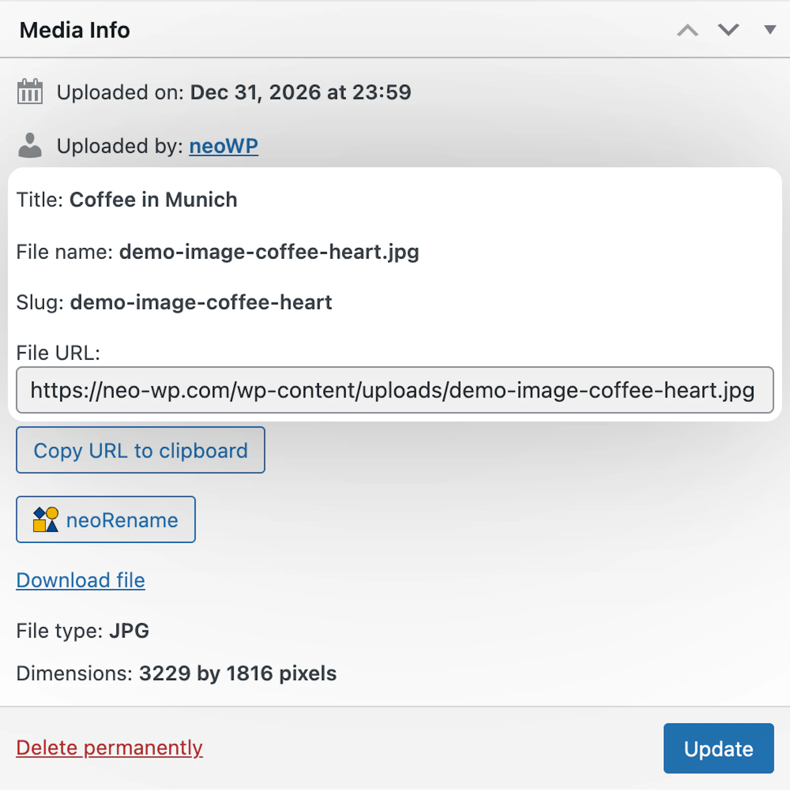 neoRename - WP plugin to rename images screenshot 12