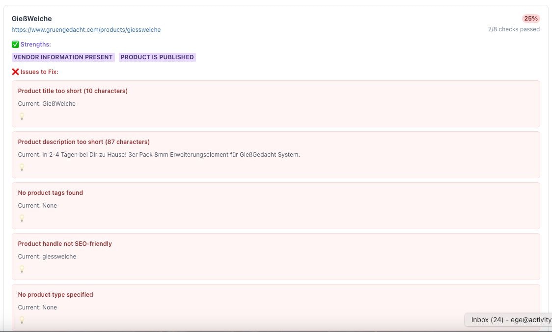 وسائط ISMYSTOREDEDERED - أداة تدقيق الذكاء الاصطناعى: SEO ، السرعة والإصلاحات للمتاجر عبر الإنترنت. 4
