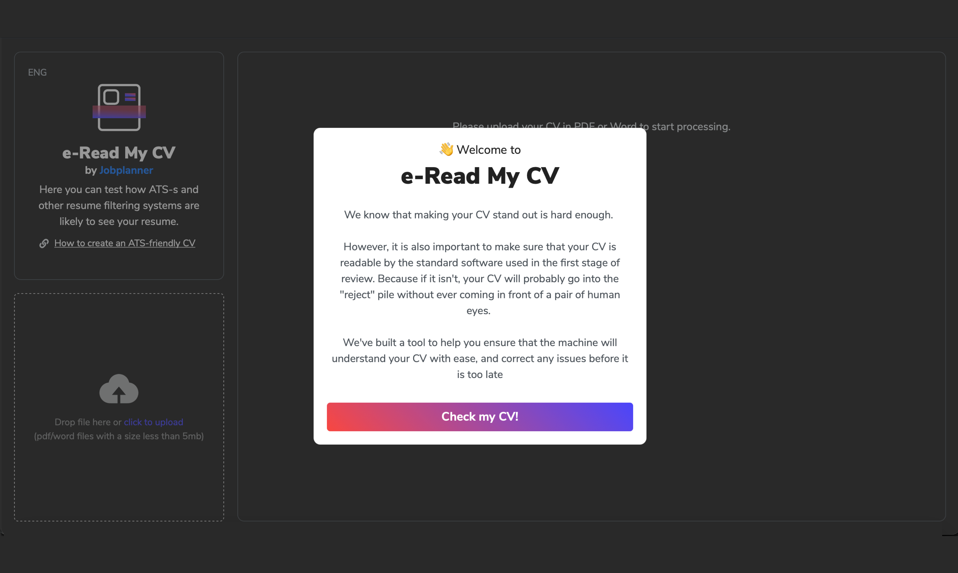 E Read My Cv Test If Your Cv Can Be Read By Automatic Job Filtering Tools Product Hunt