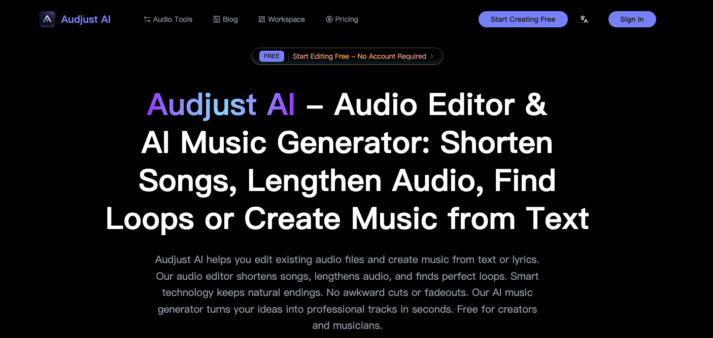 Audjust AIAudio EditorAI Music Generator gallery image