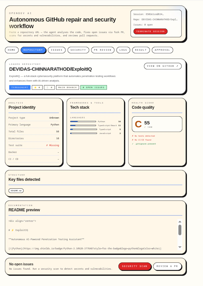 OpenDev AI screenshot 2