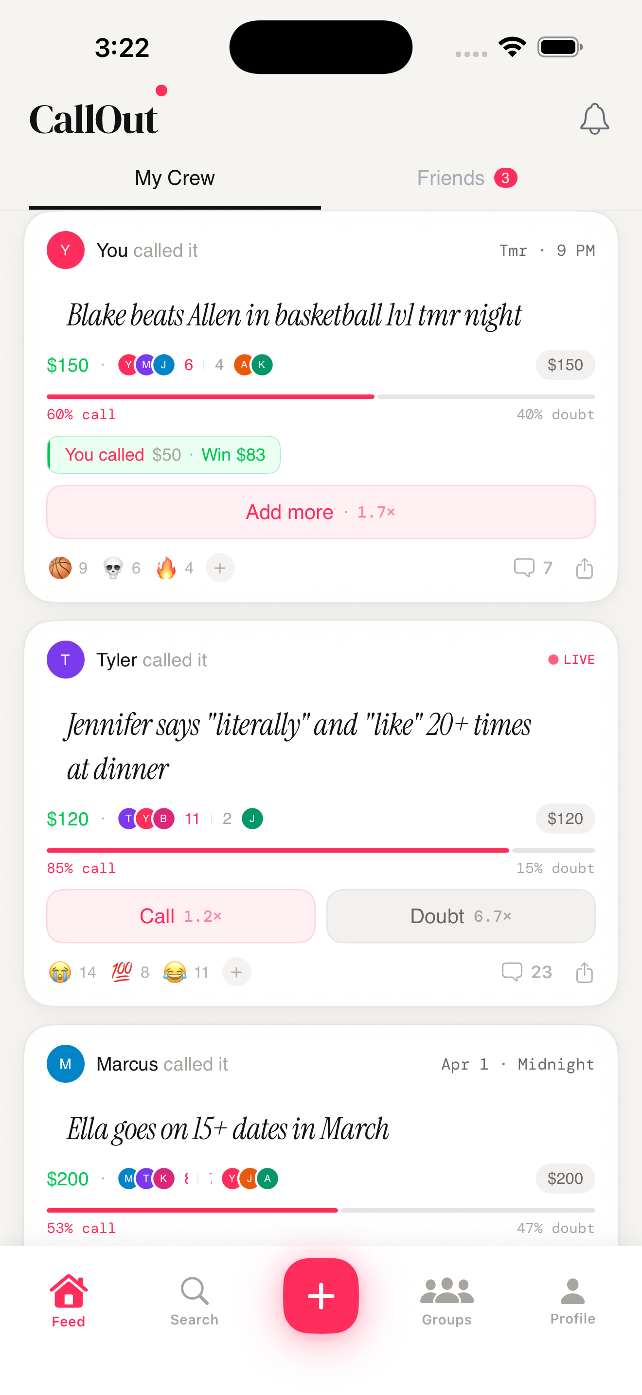 CallOut - Predict your Friends - Main product screenshot demonstrating key features and user interface