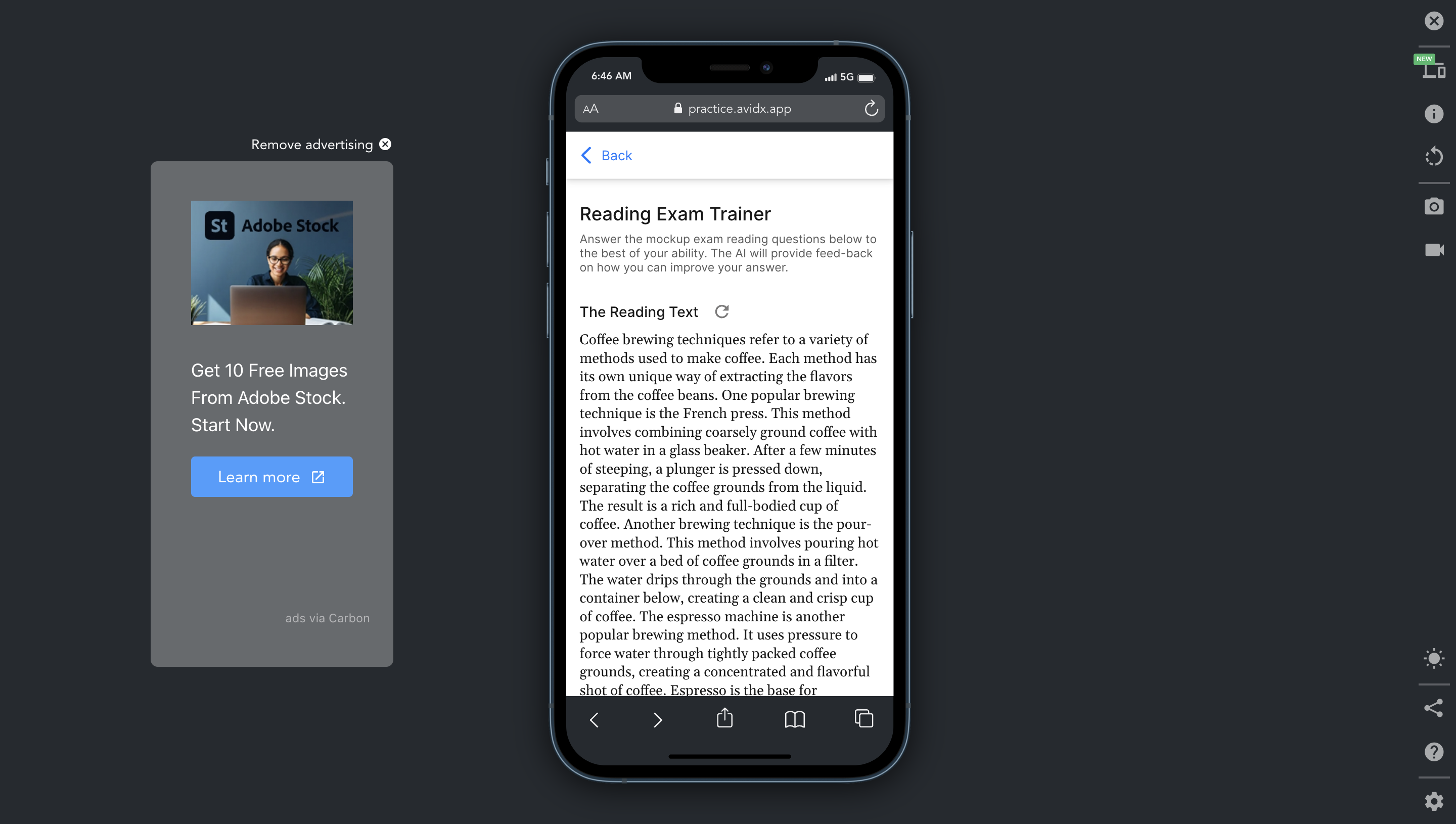 وسائط AVIDX - رفع مستوى لغتك الإنجليزية باستخدام الذكاء الاصطناعى - تقديم ميزات شريك التحدث وامتحان AI AI 6