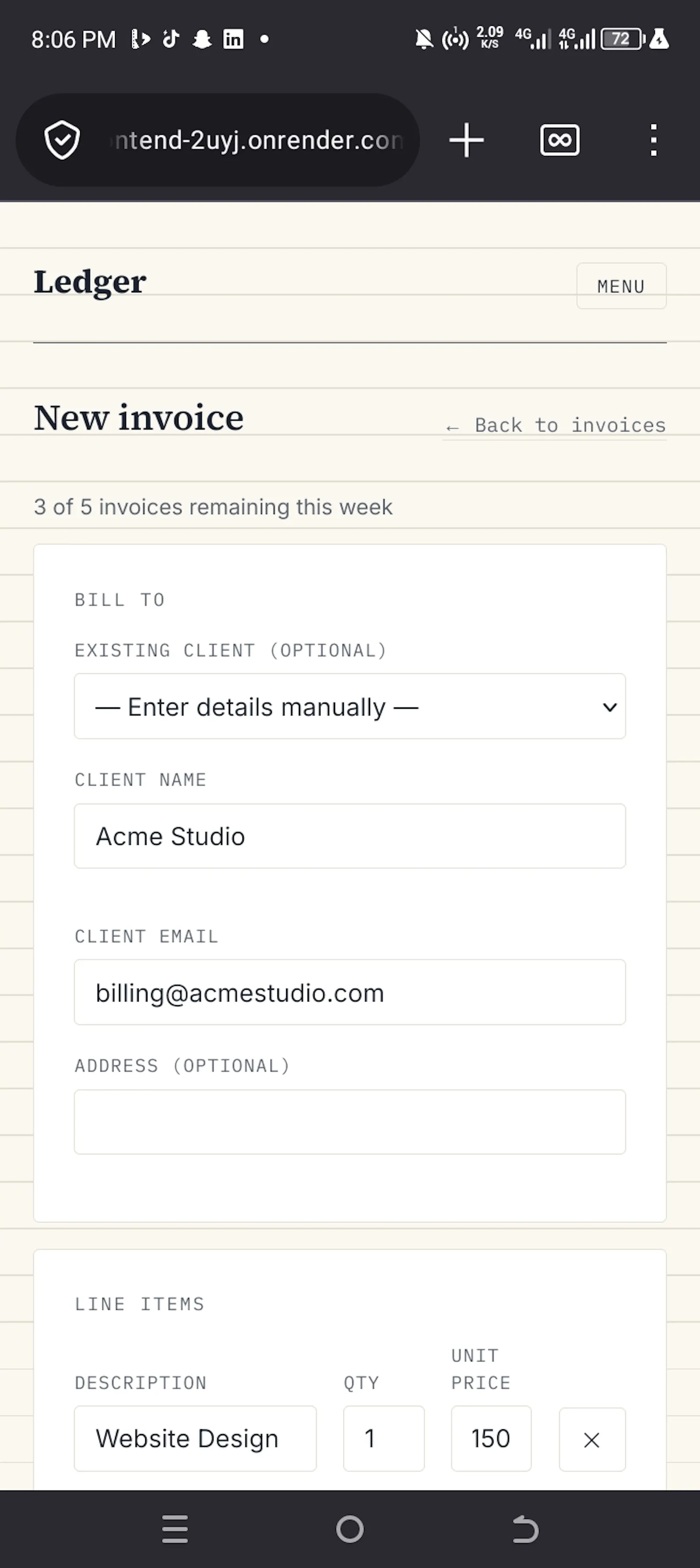 Ledger screenshot 2