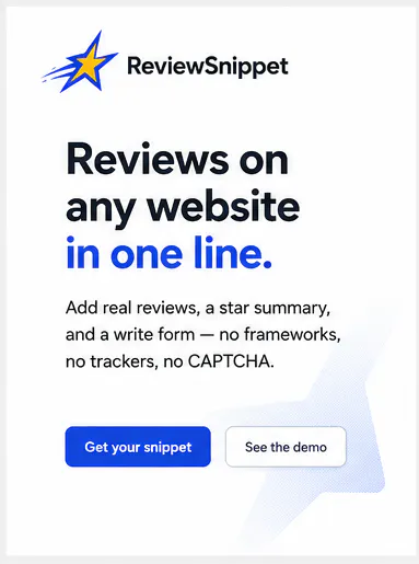 ReviewSnippet for any website - one line gallery image