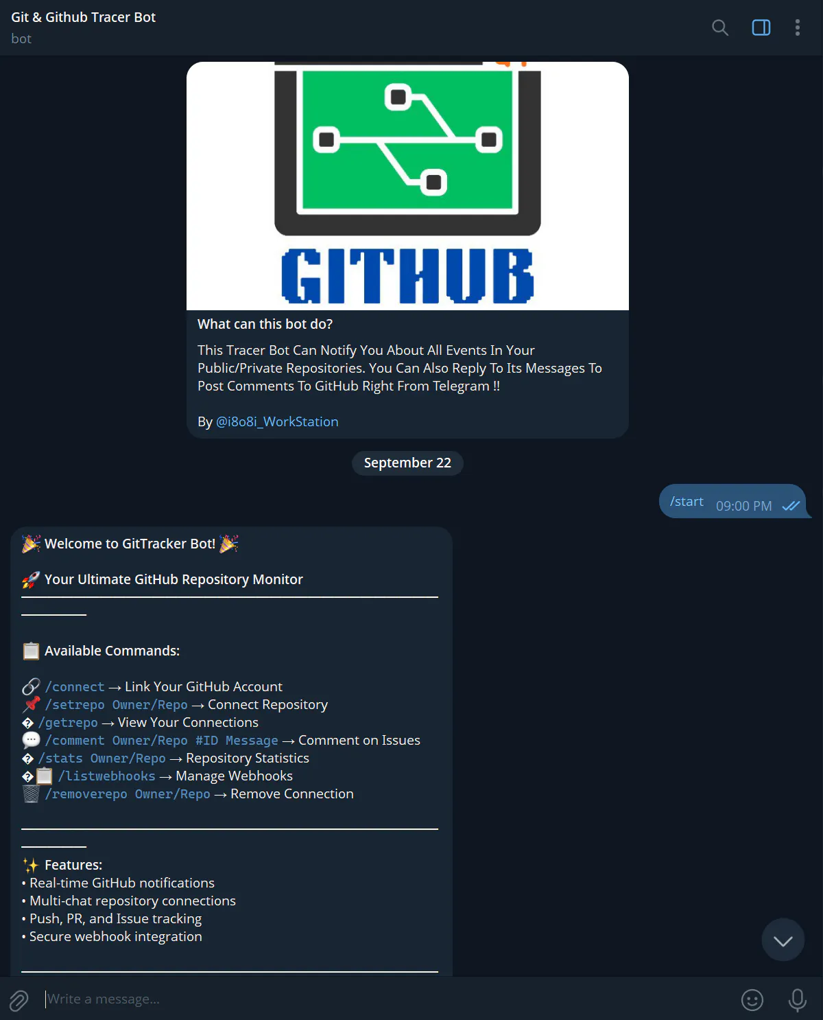 Telegram GitTracker Bot gallery image