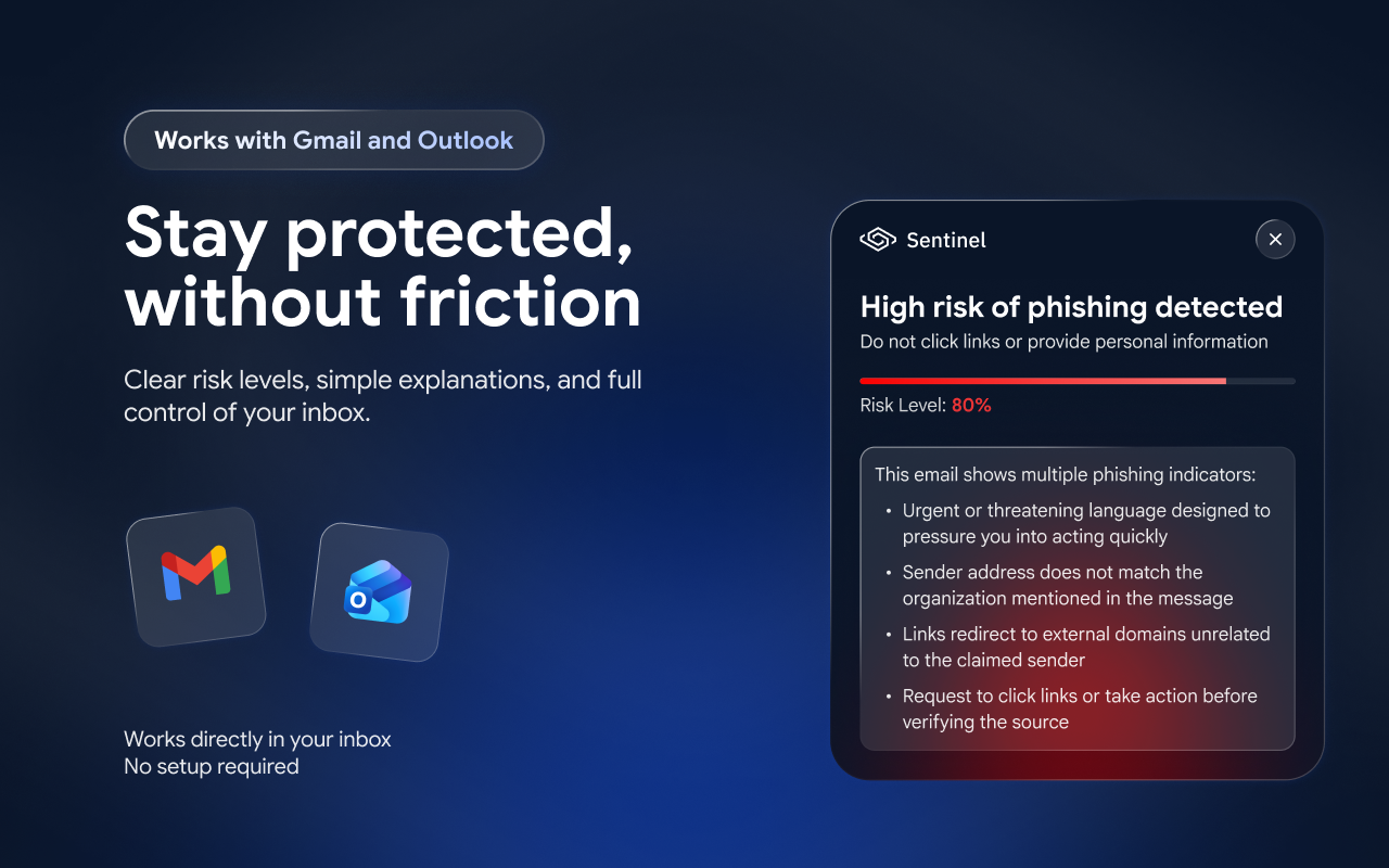 Sentinel - AI phishing email scanner - Screenshot 3 showing product features and functionality