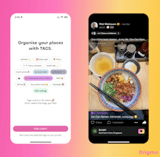 Recursos de compartilhamento social do aplicativo Drigmo para inspirar amigos a explorar novos restaurantes.
