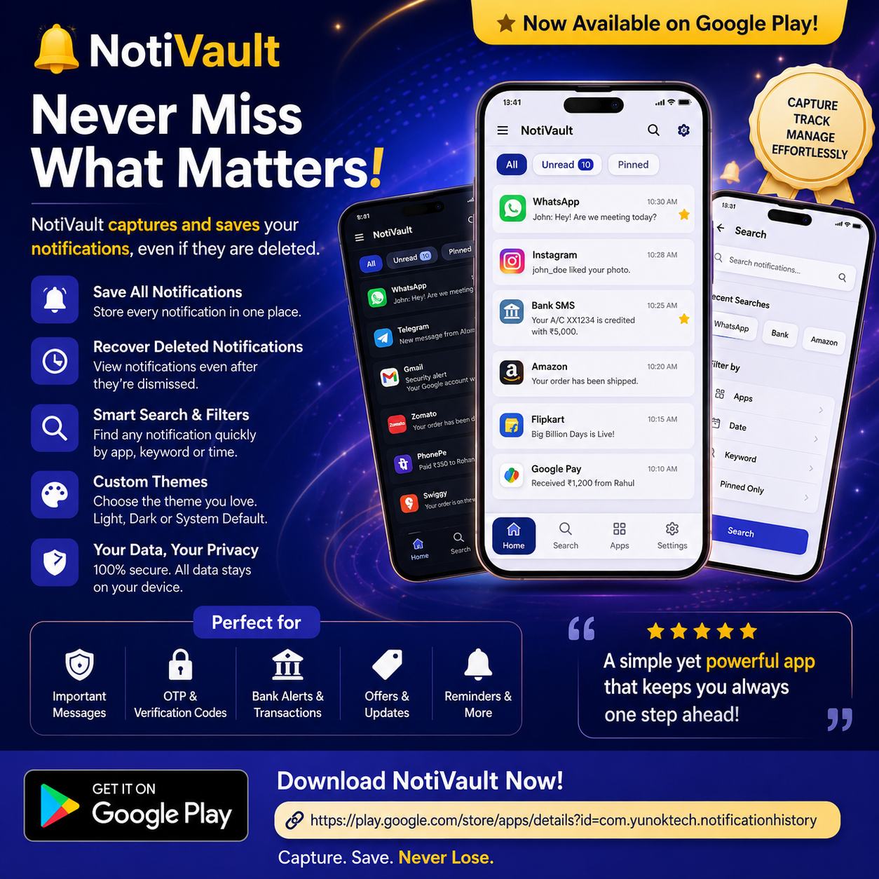 Noti Vault - Notification History App gallery image