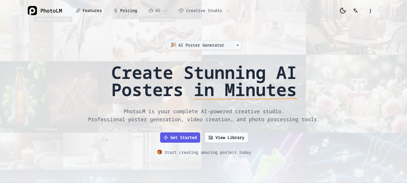 PhotoLM - Main product screenshot demonstrating key features and user interface