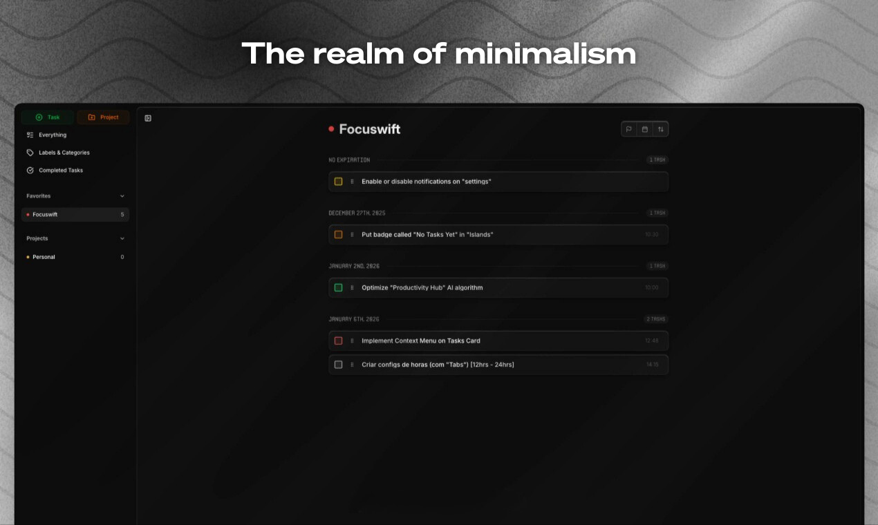 Focuswift - Main product screenshot demonstrating key features and user interface
