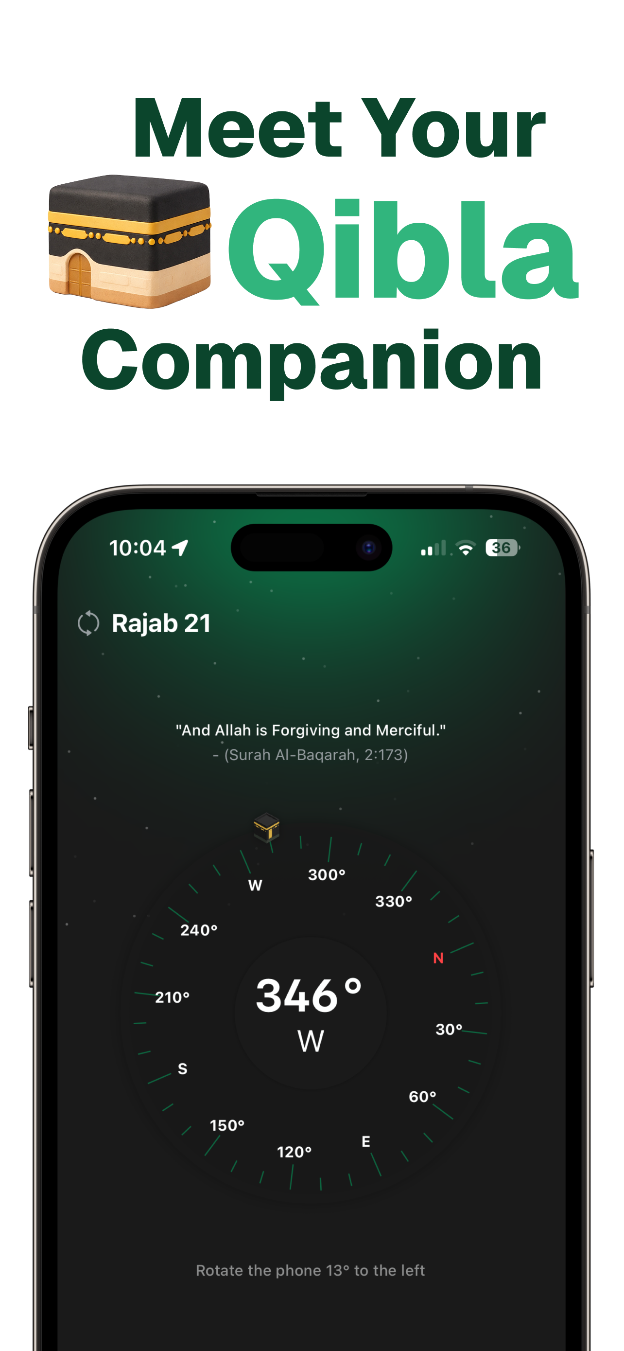 The Qibla: Direction & Times for Muslims - Main product screenshot demonstrating key features and user interface