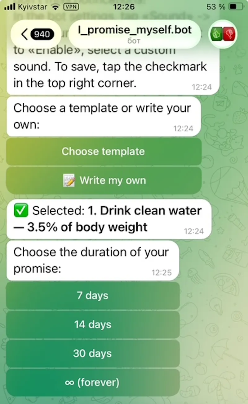 Promise Myself Telegram Bot screenshot 10