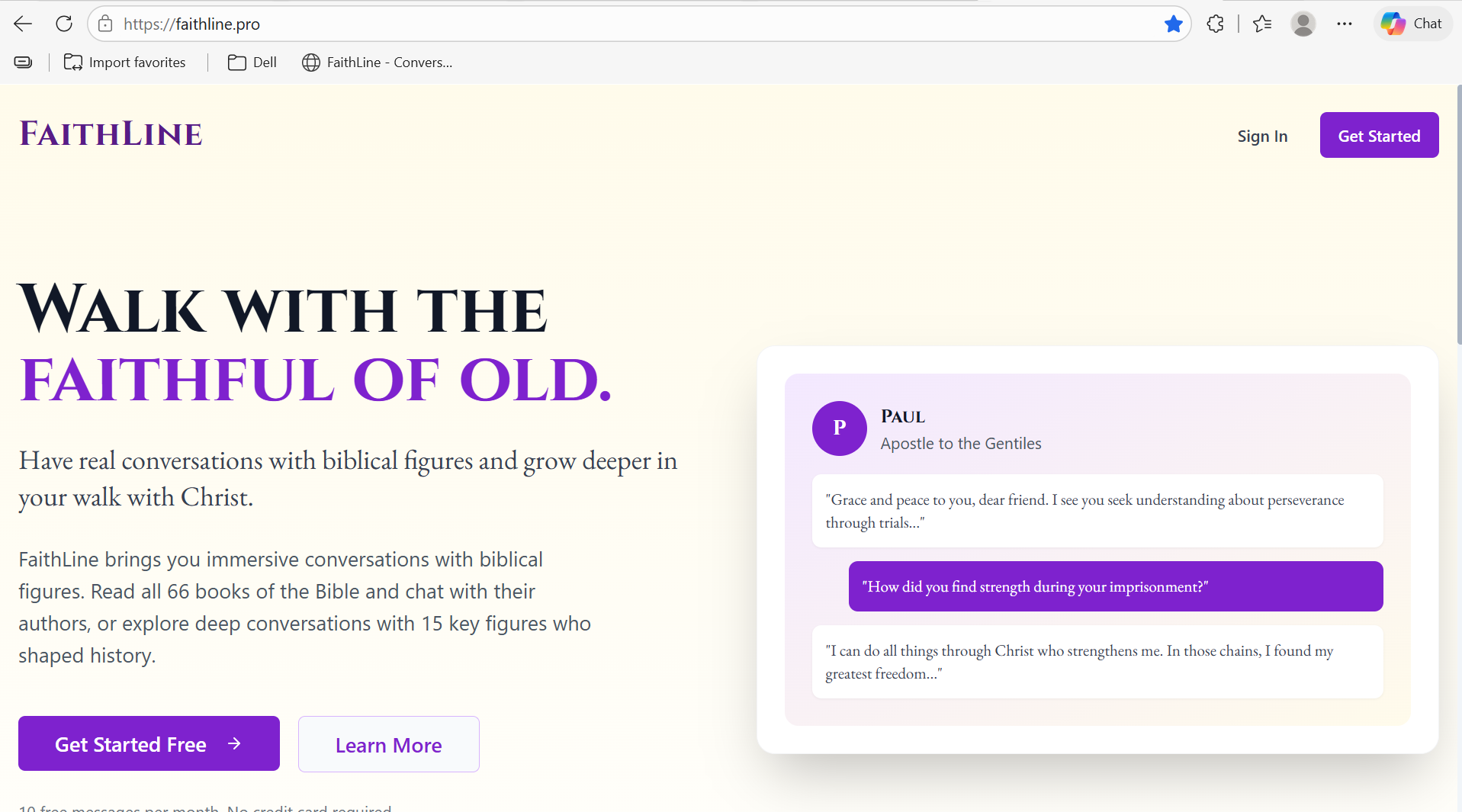 FaithLine - Main product screenshot demonstrating key features and user interface