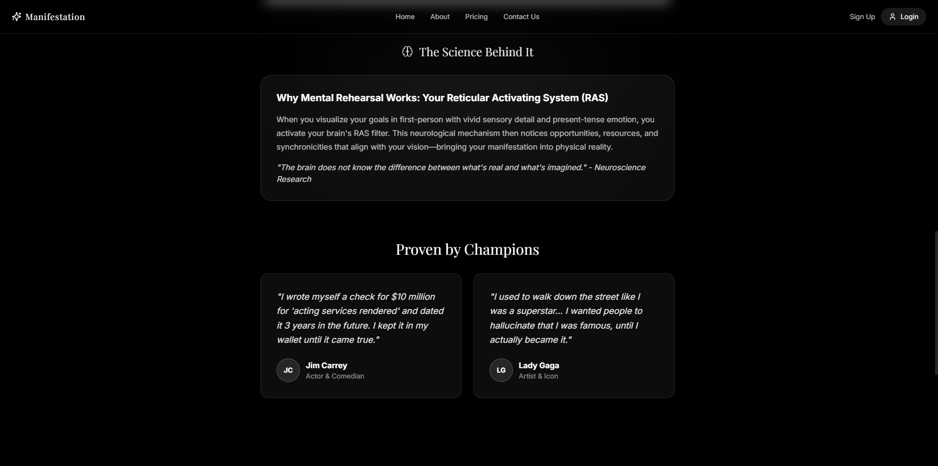 Manifestation - Screenshot 4 showing product features and functionality