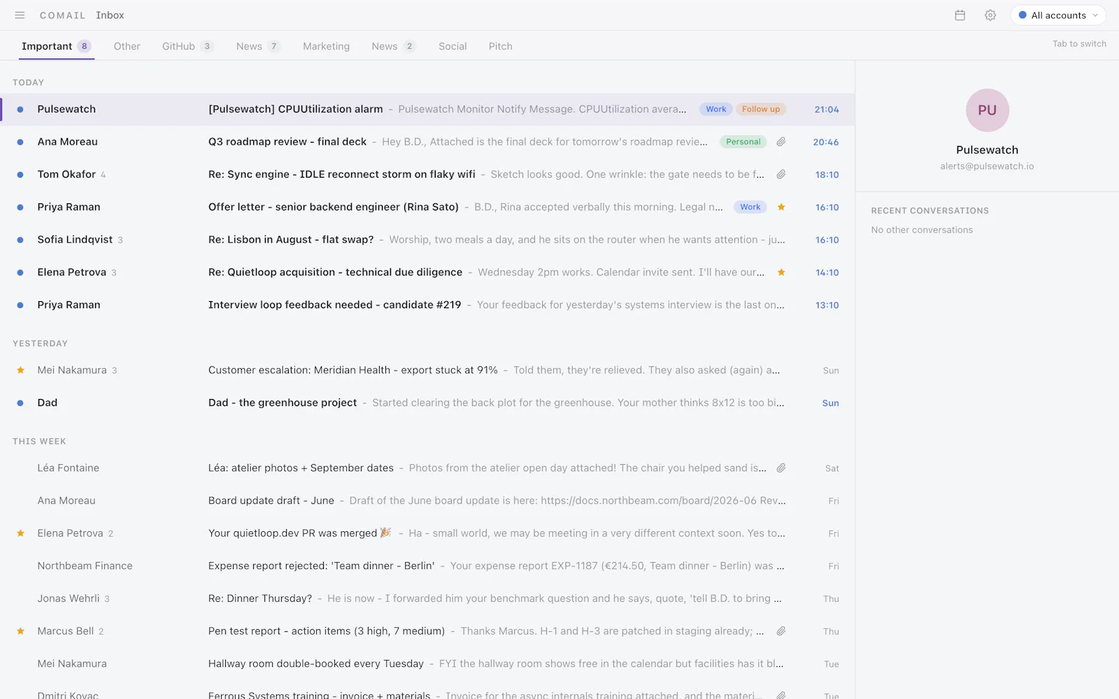 Comail screenshot 1