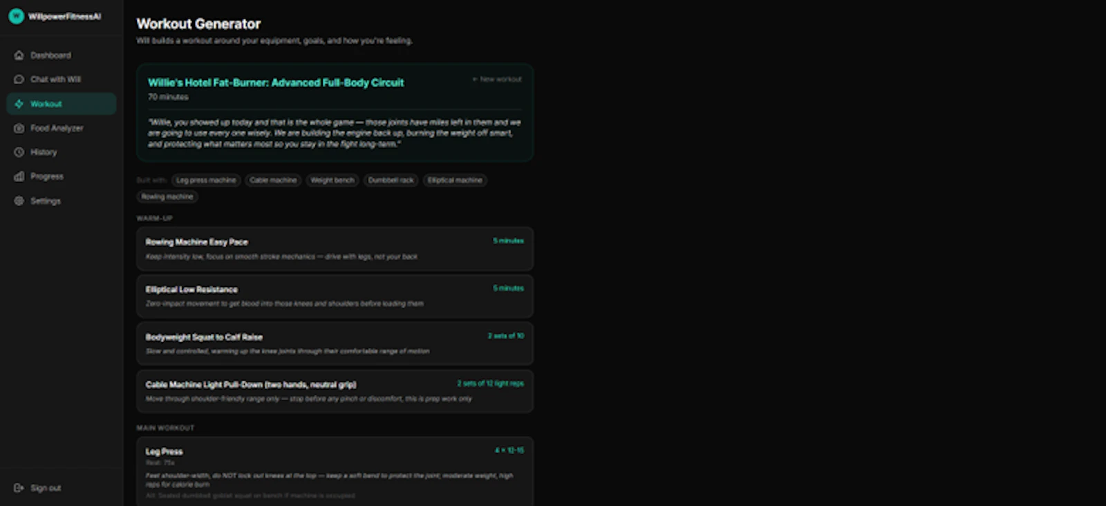 WillpowerFitnessAI screenshot 6
