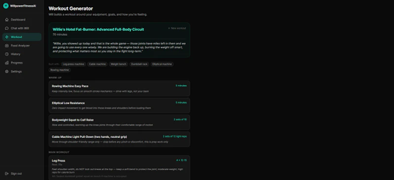 WillpowerFitnessAI screenshot 6