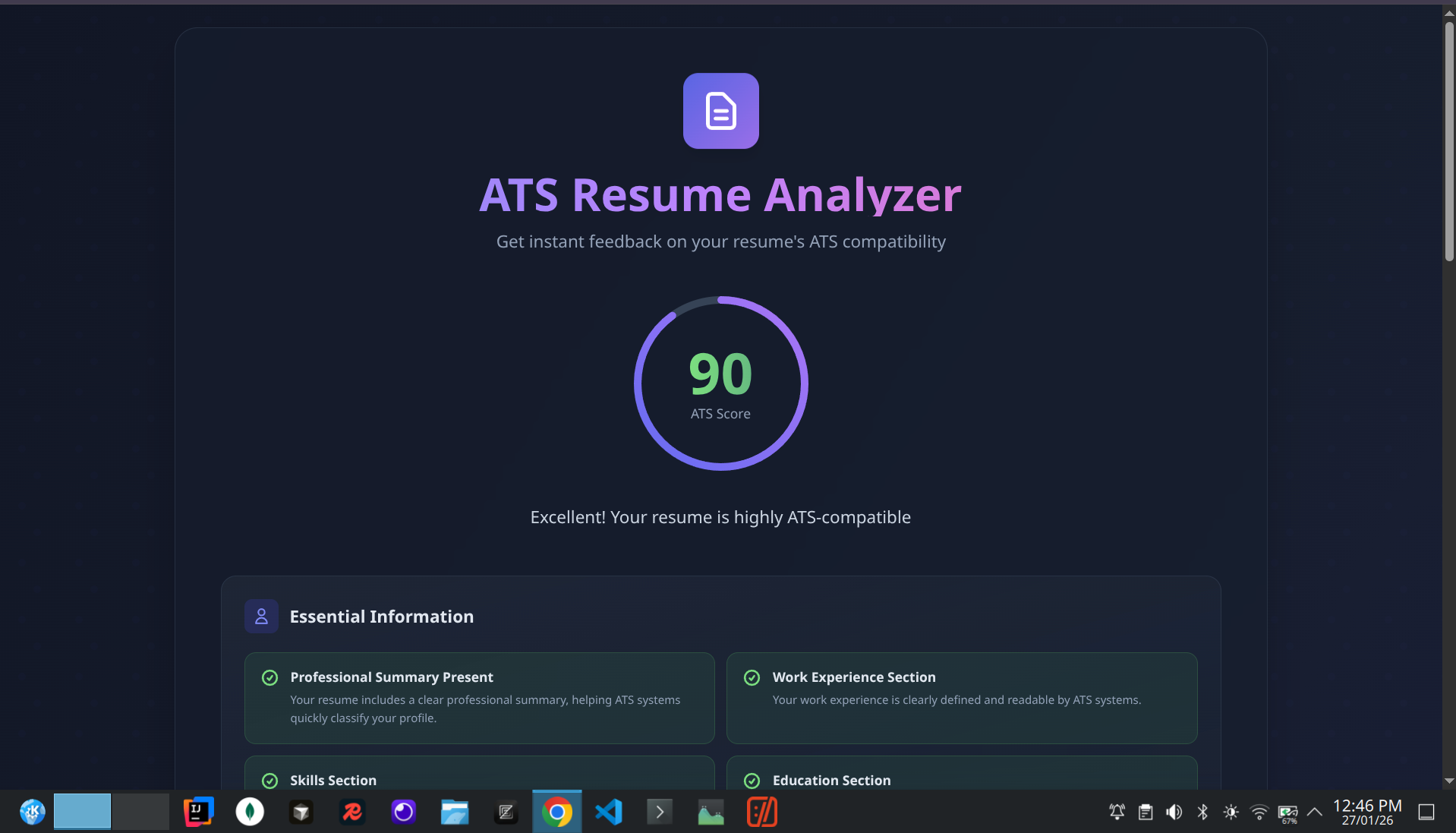 ATS Resume Analyzer - Screenshot 2 showing product features and functionality